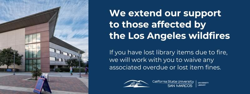 Image of library building and text written about extending support to those in need.